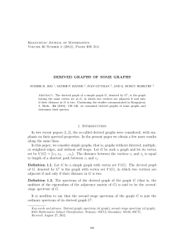 DERIVED GRAPHS OF SOME GRAPHS 1. Introduction In two recent