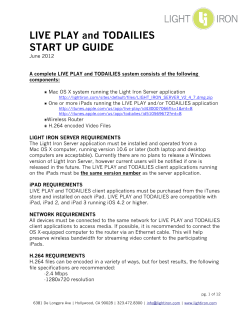 LIVE PLAY and TODAILIES START UP GUIDE