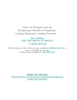John von Neumann and the Evolutionary Growth of Complexity
