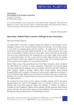Open letter: Rethink Plastic`s summer challenge for
