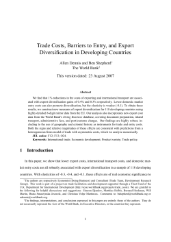 Trade Costs, Barriers to Entry, and Export Diversification in