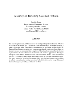 A Survey on Travelling Salesman Problem