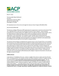 Comment letter to VA Secretary on the Expanded Access to Non