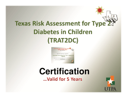 Certification - Texas Risk Assessment for Type 2 Diabetes