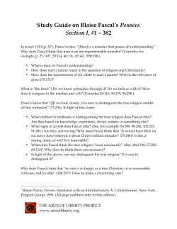 Study Guide on Blaise Pascal`s Pens&eacute;es Section I, #1