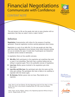 Financial Negotiations - Microfinance Opportunities