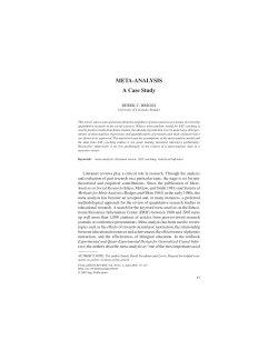META-ANALYSIS A Case Study - University of Colorado Boulder