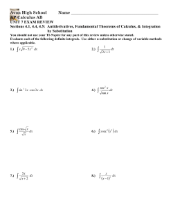 AP Calculus AB UNIT 7 EXAM REVIEW Sections 4.1, 4.4, 4.5