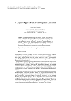 A Cognitive Approach to Relevant Argument Generation