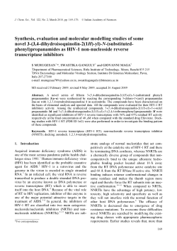 Synthesis, evaluation and molecular modelling studies of some