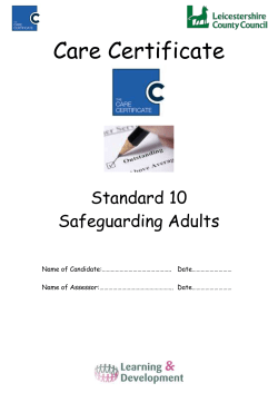 Care certificate training Standard 10- Safeguarding Adults