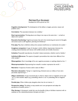 PRETEND PLAY GLOSSARY Developed for ACM by Jennie Ito, Ph