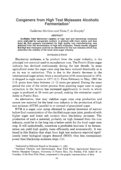 Congeners from High Test Molasses Alcoholic Fermentation 1