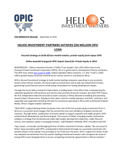 helios investment partners satisfies $50 million opic loan