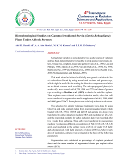Biotechnological Studies on Gamma Irradiated Stevia (Stevia