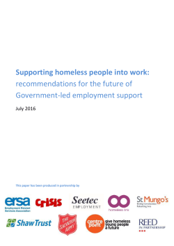 Supporting homeless people into work: recommendations for