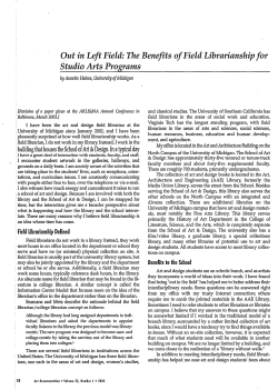 The Benefits of Field Librarianship for Studio Arts Programs