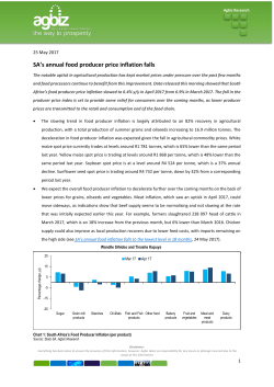 SA`s annual food producer price inflation falls