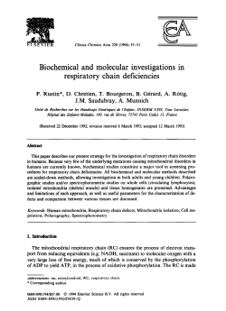Biochemical and molecular investigations in respiratory chain