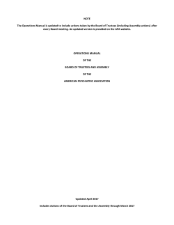 NOTE The Operations Manual is updated to include actions taken by