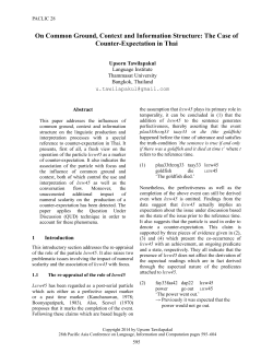 On Common Ground, Context and Information Structure: The Case