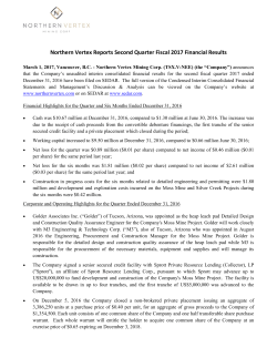 2014 - 07 Northern Vertex Financing Announcement May 2014