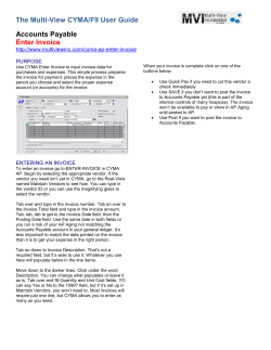 The Multi-View CYMA/F9 User Guide Accounts Payable Enter Invoice