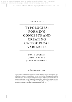 TYPOLOGIES: FORMING CONCEPTS AND CREATING