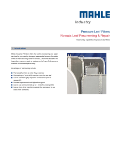 Pressure Leaf Filters Nowata Leaf Rescreening