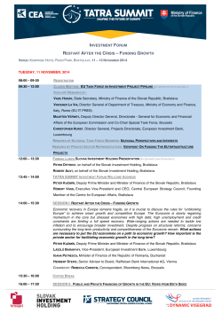 investment forum restart after the crisis &ndash; funding growth