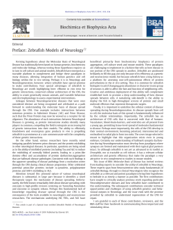 Zebrafish Models of Neurology   Biochimica et Biophysica Acta
