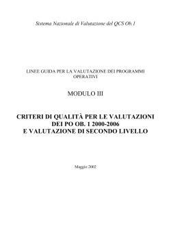criteri di qualit&agrave; - Dipartimento per lo Sviluppo e la Coesione