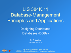 Designing Distributed Databases (DDBs)