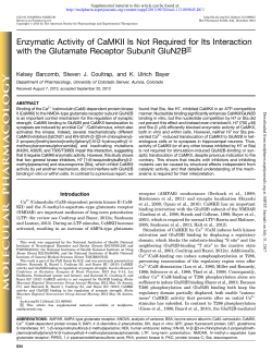 Enzymatic Activity of CaMKII Is Not Required for Its Interaction with