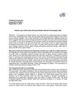 Czechs use credit cards during holidays abroad