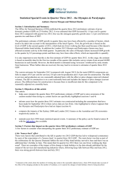 Statistical Special Events in Quarter Three 2012 &ndash; the Olympics