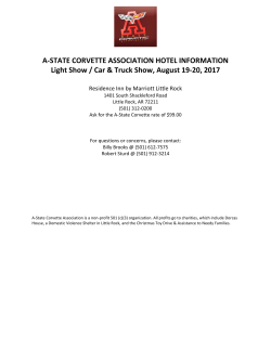 A-STATE CORVETTE ASSOCIATION HOTEL INFORMATION Light