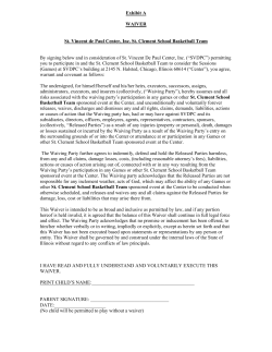Exhibit A WAIVER St. Vincent de Paul Center, Inc. St. Clement