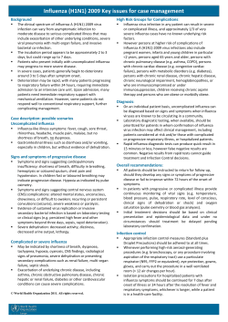 Influenza (H1N1) 2009 - Key issues for case management