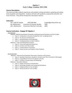 Course Cover Sheet - Algebra 1 - Greeley