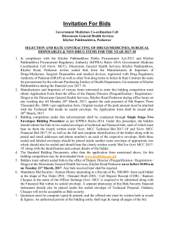 Invitation For Bids 2017-18