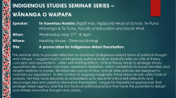 Seminar Te Kawehau
