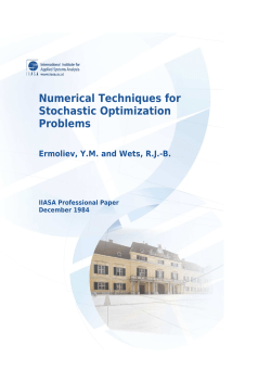 Numerical Techniques for Stochastic Optimization Problems