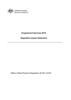 Employment Services 2015 RIS - Regulation Impact Statement