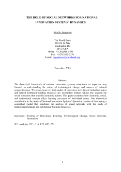 the role of social networks for national innovation systems` dynamics