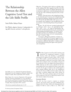 The Relationship Between the Allen Cognitive Level Test and the