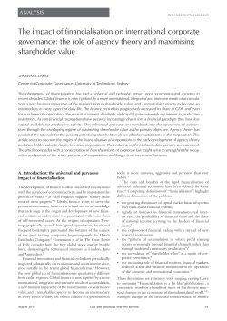 The impact of financialisation on international corporate