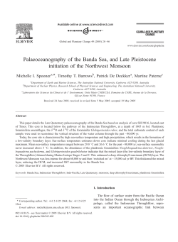 Palaeoceanography of the Banda Sea, and Late Pleistocene