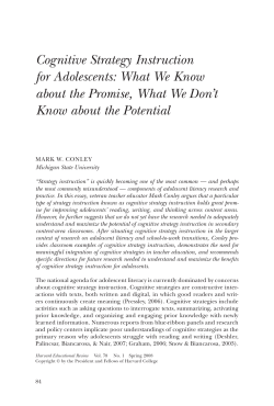 Cognitive Strategy Instruction for Adolescents
