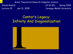 Infinity and Diagonalization - Carnegie Mellon School of Computer